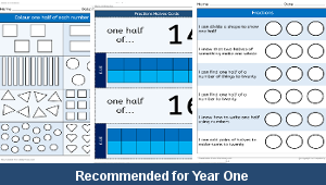 Maths Year One Number Assessment Fractions Halves